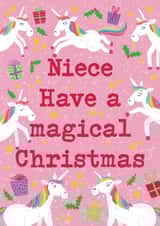Cute Christmas Card - Niece - Unicorns created by Hannah Jayne Lewin