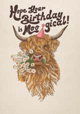 Cute Birthday Card - Moogical - Cow created by Kasia Cards