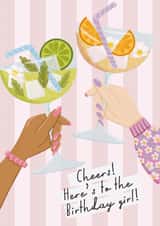 Fun Birthday Card - Cheers - Cocktails created by Rebecca Grantham