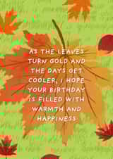 Cute Birthday Card - Autumn - Leaves created by Sunshine Designs