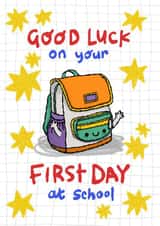 Cute Good Luck Card - Back To School - First Day - Backpack created by The Playful Indian
