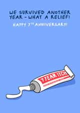 Funny Anniversary Card - 7 Years - Significant Other - Seven Year Itch - Irritation Relief Cream created by Running with Scissors
