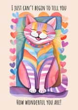 Cute Friendship Card - Colourful Cat - You Are Wonderful created by Eamonndo Designs