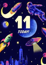 Retro 11th Birthday Card - Space - Astronaut created by Rocket68