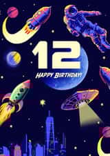 Retro 12th Birthday Card - Space - Astronaut created by Rocket68