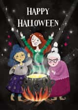 Cute Halloween Card - Witches created by Holly Bushnell Illustration