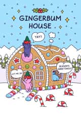 Funny Christmas Card - Elves - Gingerbum House created by Cheeky Legends