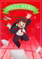 Funny "Jazz Hans" Christmas Card - Hans Gruber falling Nakatomi Plaza - Die Hard created by Card Lizard