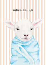 Cute New Baby Card - Swaddled Lamb - Welcome Little One created by lil wabbit