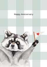 Cute Anniversary Card - Racoon - Hand Drawn created by lil wabbit