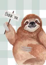 Cute Thank You Card - Sloth - Gingham created by lil wabbit