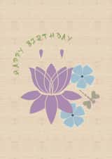 Natures elegance, Happy Birthday card with a waterlily, petals and a dragonfly! created by May Annella