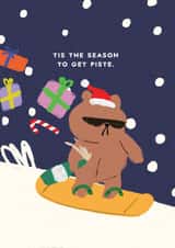 Funny Christmas Card - Skiing Pun - Cool Bear - Piste created by JOLLY AWESOME