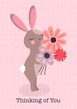 Cute Thinking Of You Card - Rabbit - Flowers created by EllaBellaBlue