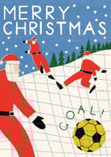 Arty Christmas Card - For Him - Santa Playing Football created by Laura Darrington Design Ltd.