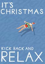 Quirky Christmas Card - Santa In A Pool - Relax created by Laura Darrington Design Ltd.