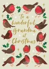 Cute Christmas Card - For Grandma - Festive Robins created by Laura Darrington Design Ltd.