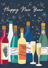 Classic New Year Card - Drinking Bottles created by Laura Darrington Design Ltd.