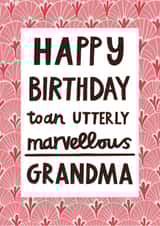 Pretty Birthday Card - Marvellous Grandma - Typography created by Alice Mole Illustration