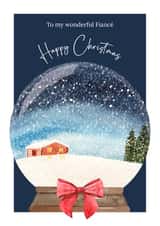 Classic Christmas Card - For Fiance - Snow Globe created by Heather Trefusis Art