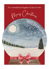 Classic Christmas Card - Daughter & Son-In-Law - Snow Globe created by Heather Trefusis Art