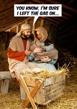 Funny Christmas Card - Nativity Scene - Jesus, Mary and Joseph created by Dean Morris Cards