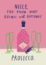 Funny Birthday Card - For Niece - Prosecco created by Alice Mole Illustration