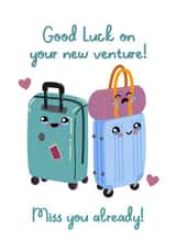 Cute Good Luck Miss You Card for a Loved One, Bon Voyage, Travelling created by Sassy Scribbles UK