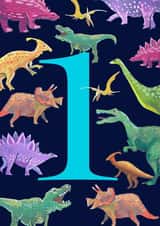 Cute 1st Birthday Card - Dinosaurs created by While Sadie Sleeps