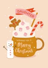 Cute Christmas Card - For Daughter - Hot Chocolate created by The Pattern Press