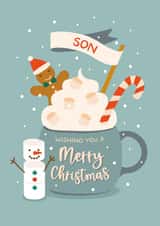 Cute Christmas Card - For Son - Hot Chocolate created by The Pattern Press