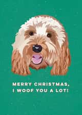 Cute Christmas Card - From The Dog - I Woof You A Lot! created by Sweetlove Press