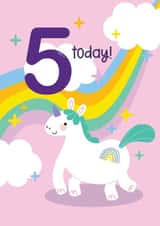 Cute Birthday Card - 5th - Unicorn - Rainbow created by Jessica Rachel Sharp