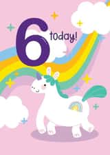Cute Birthday Card - 6th - Unicorn - Rainbow created by Jessica Rachel Sharp