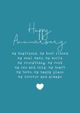 Classic Anniversary Card - For Boyfriend - Soul Mate created by Cake For Breakfast