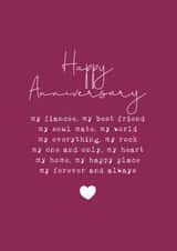 Classic Anniversary Card - For Fiancée - Soul Mate - My World created by Cake For Breakfast