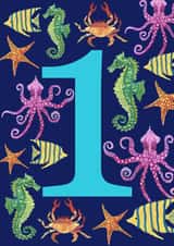 Cute 1st Birthday Card - Fish - Sealife created by While Sadie Sleeps