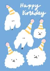 Cute Birthday Card - Dogs In Party Hats - Fluffy created by Leanne McBrien