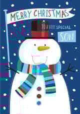 Cute Christmas Card - For Son - Snowman created by Sarah Pitt