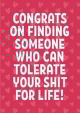 Funny Wedding/Engagement - Tolerate Your Shit For Life - Hearts created by Blush & Blossom 