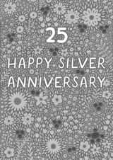 Pretty Anniversary Card - 25th - Silver - Floral created by Pear Tree Press