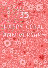 Pretty Anniversary Card - 35th - Coral - Floral created by Pear Tree Press