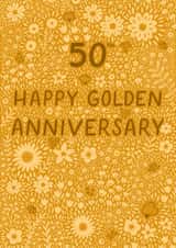 Pretty Anniversary Card - 50th - Golden - Floral created by Pear Tree Press
