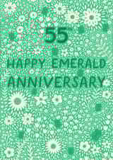 Pretty Anniversary Card - 55th - Emerald - Floral created by Pear Tree Press