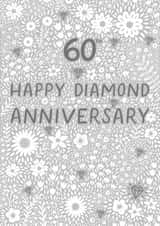 Pretty Anniversary Card - 60th - Diamond - Floral created by Pear Tree Press
