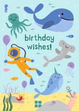 Cute Birthday Card - Under The Sea - Ocean - Children created by Zoe Spry