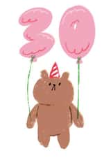 Cute Birthday Card - 30th - Bear - Balloons created by JOLLY AWESOME