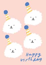 Cute Birthday Card - Fluffy Dogs - Party Hats created by Leanne McBrien