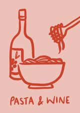 Arty Birthday Card - Pasta And Wine created by Sarah Nolloth Illustration