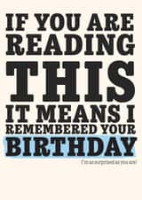 Funny Birthday Card - Remembered Your Birthday - Typography created by Love  Pâté